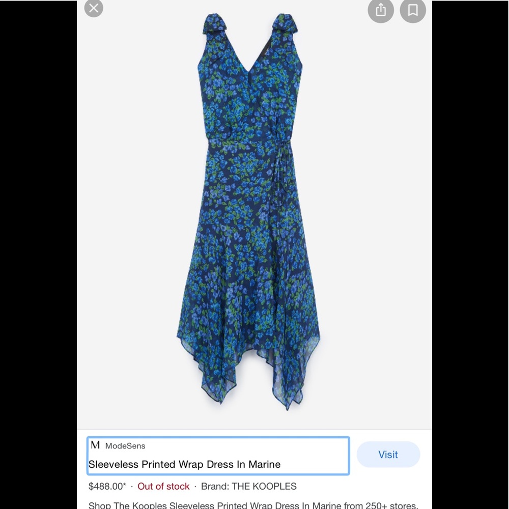 Kooples Blue Silk Floral Wrap Dress - NWOT!